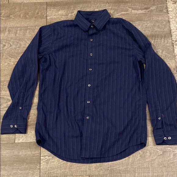 Men's Navy Blue Striped Shirt - Picture 1 of 6